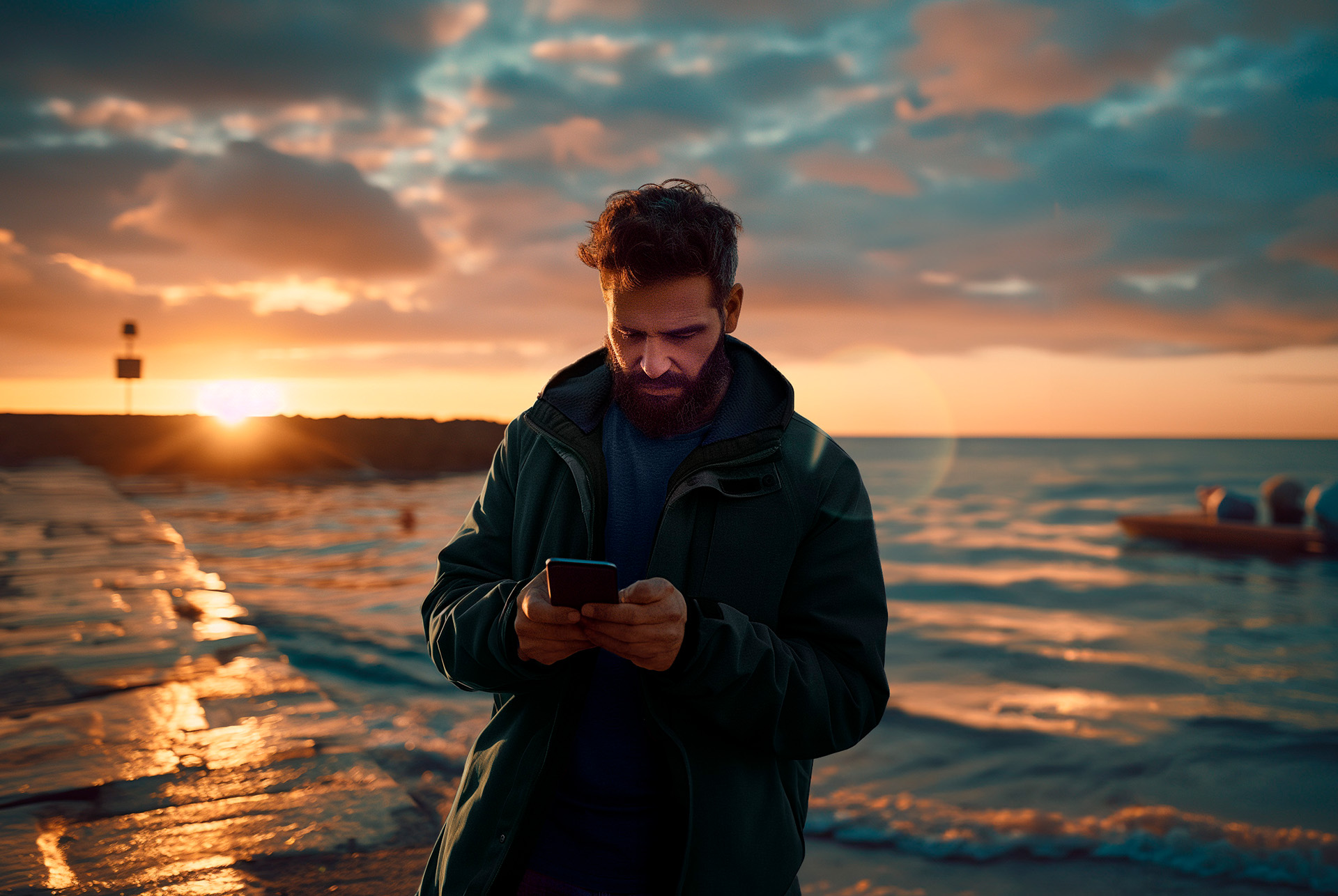 Homme connecté à l’application My CUPRA qui accède à la CUPRA Terramar et procède aux réglages.